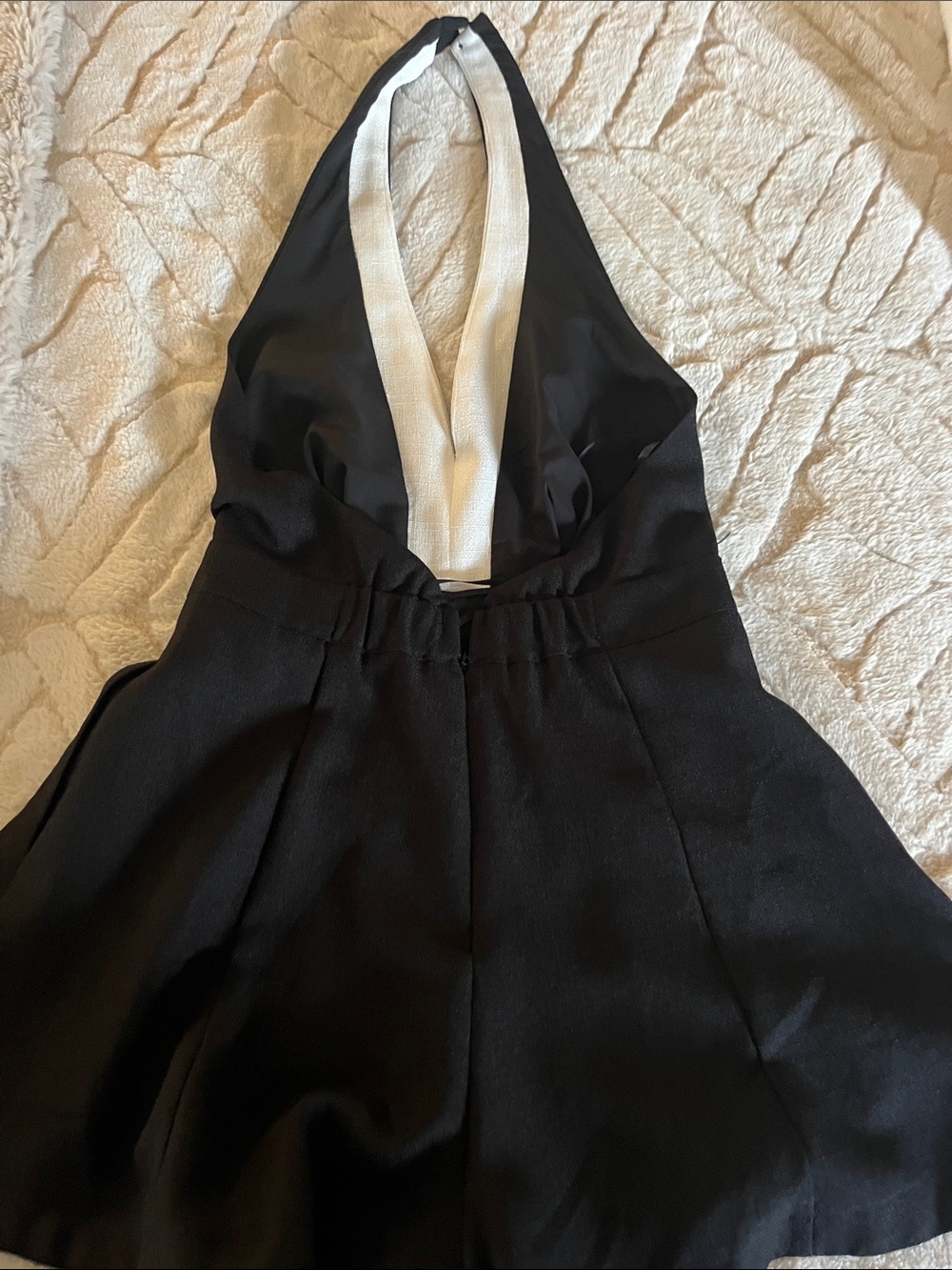 Mustard Seed Black Halter Romper with White Trim - Picture 3 of 3